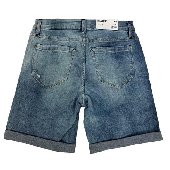 NWT KENSIE Women’s Blue Jean Shorts Sz 4 Distressed Medium Wash Stretch Pockets - Picture 2 of 13